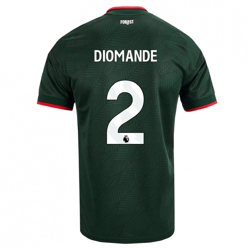 Danxen Mænd Ousmane Diomande #2 Mørk Grøn Rød Udebane Spillertrøjer 2026/27 Trøje T-Shirt