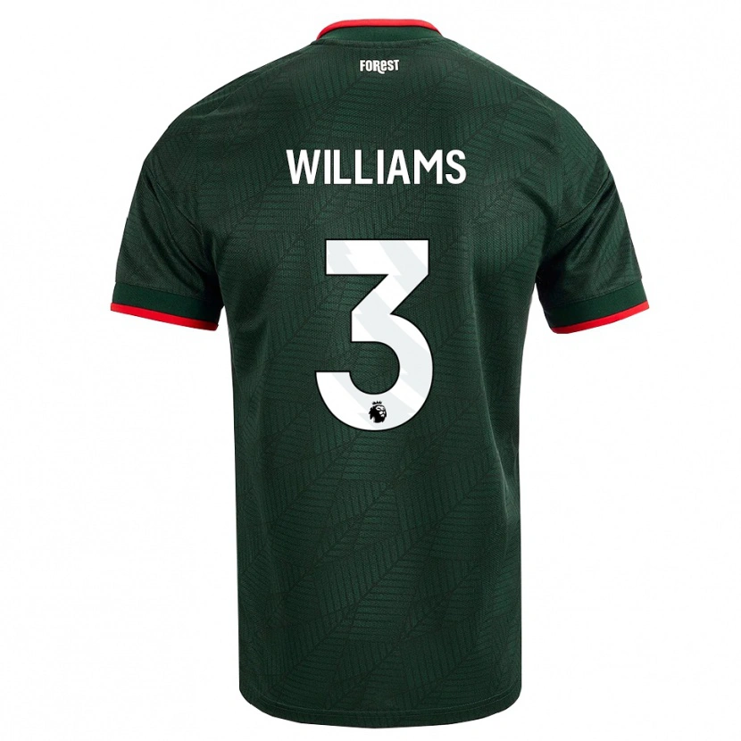 Danxen Mænd Neco Williams #3 Mørk Grøn Rød Udebane Spillertrøjer 2026/27 Trøje T-Shirt
