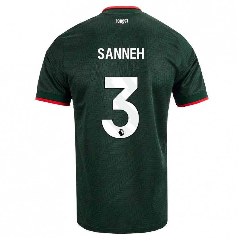 Danxen Mænd Buba Sanneh #3 Mørk Grøn Rød Udebane Spillertrøjer 2026/27 Trøje T-Shirt