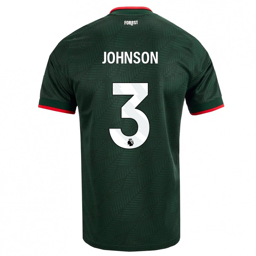 Danxen Mænd Nat Johnson #3 Mørk Grøn Rød Udebane Spillertrøjer 2026/27 Trøje T-Shirt