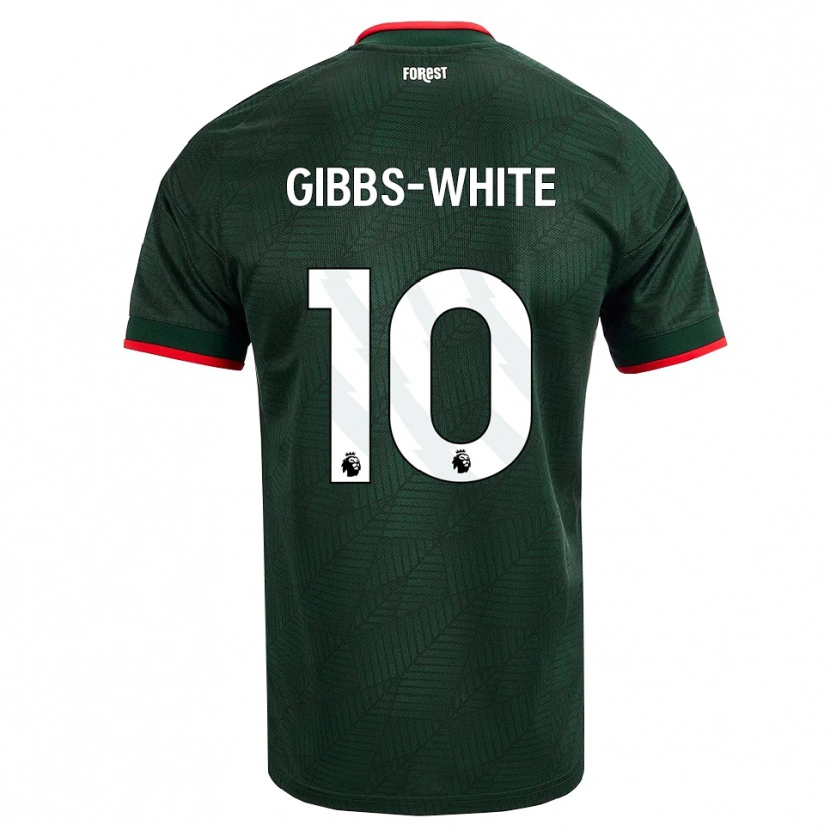 Danxen Mænd Morgan Gibbs-White #10 Mørk Grøn Rød Udebane Spillertrøjer 2026/27 Trøje T-Shirt
