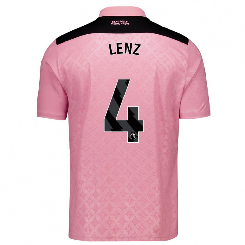 Danxen Mænd Elias Lenz #4 Lysrosa Sort Udebane Spillertrøjer 2026/27 Trøje T-Shirt