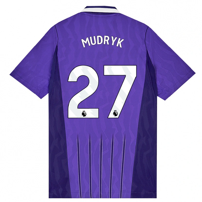 Danxen Mænd Mykhaylo Mudryk #27 Lilla Hvid Tredje Sæt Spillertrøjer 2026/27 Trøje T-Shirt