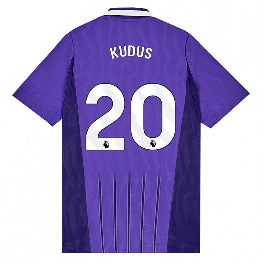 Danxen Mænd Mohammed Kudus #20 Lilla Hvid Tredje Sæt Spillertrøjer 2026/27 Trøje T-Shirt