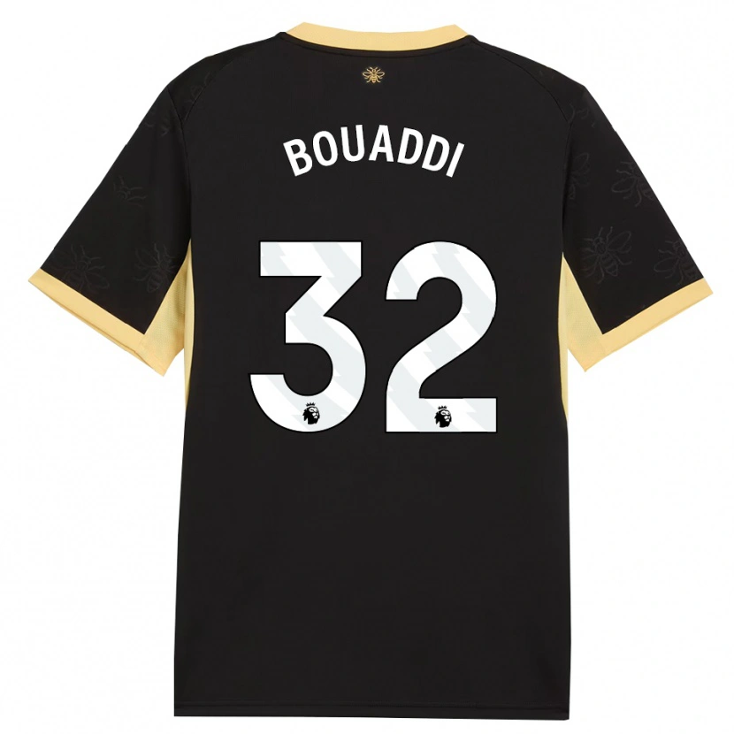 Danxen Mænd Ayyoub Bouaddi #32 Sort Gul Udebane Spillertrøjer 2026/27 Trøje T-Shirt