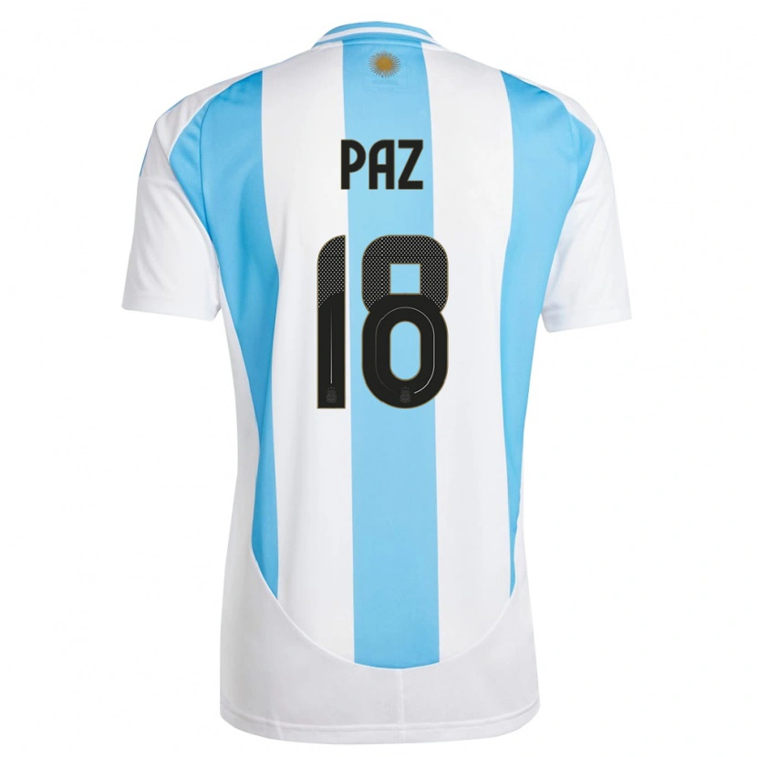 Danxen Børn Argentina Nico Paz #18 Hvid Blå Hjemmebane Spillertrøjer 24-26 Trøje T-Shirt
