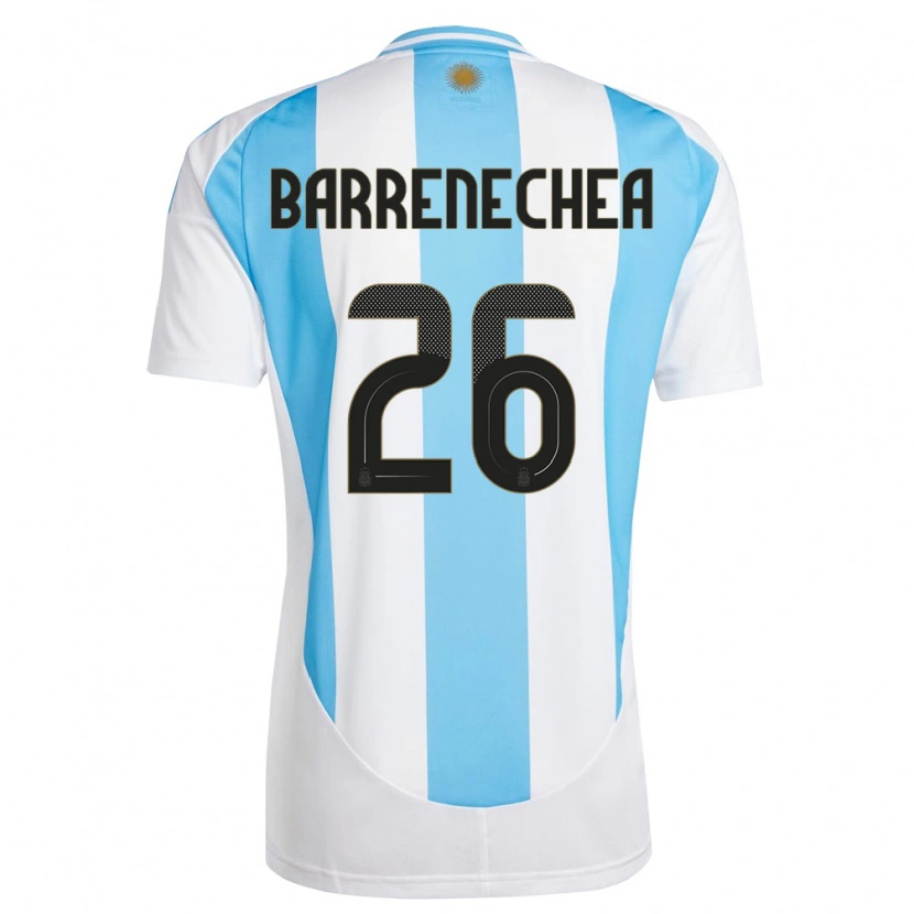 Danxen Børn Argentina Enzo Barrenechea #26 Hvid Blå Hjemmebane Spillertrøjer 24-26 Trøje T-Shirt