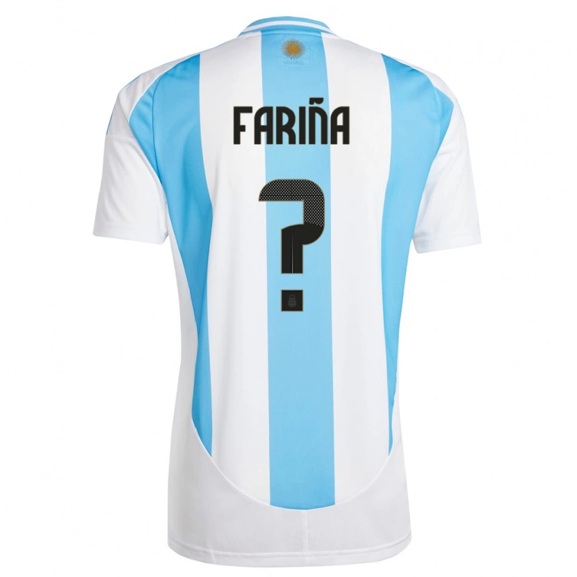 Danxen Børn Argentina Benjamín Fariña #0 Hvid Blå Hjemmebane Spillertrøjer 24-26 Trøje T-Shirt