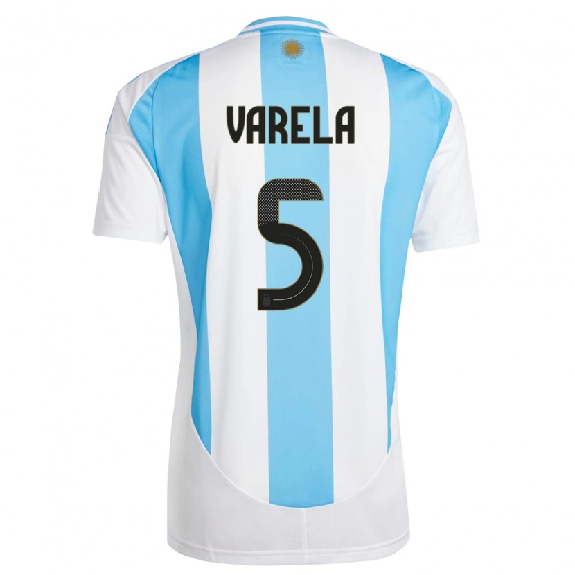 Danxen Børn Argentina Alan Varela #5 Hvid Blå Hjemmebane Spillertrøjer 24-26 Trøje T-Shirt