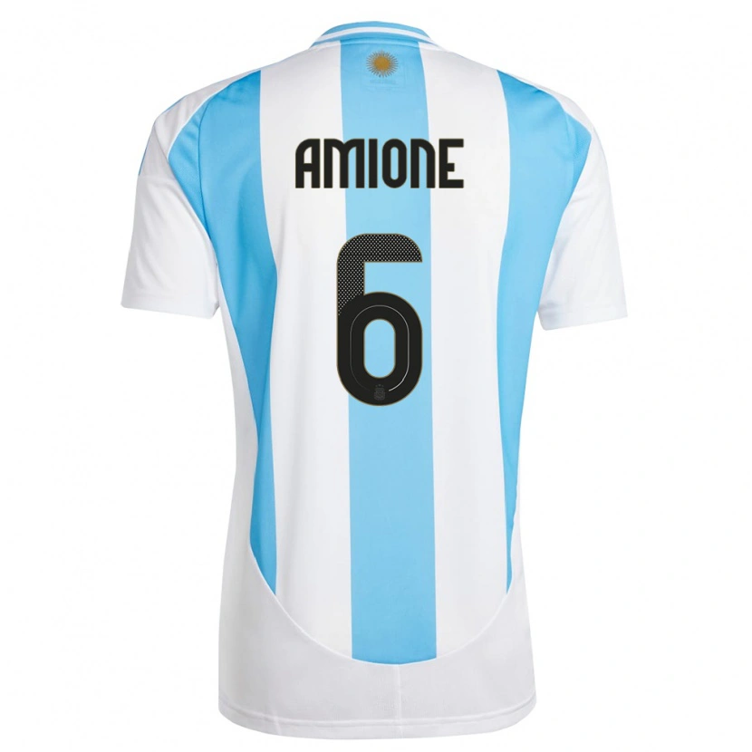 Danxen Børn Argentina Bruno Amione #6 Hvid Blå Hjemmebane Spillertrøjer 24-26 Trøje T-Shirt