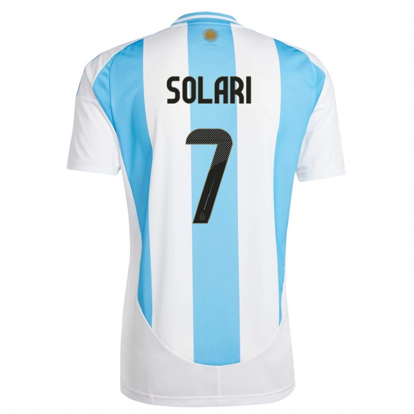 Danxen Børn Argentina Pablo Solari #7 Hvid Blå Hjemmebane Spillertrøjer 24-26 Trøje T-Shirt