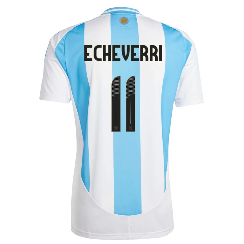 Danxen Børn Argentina Claudio Echeverri #11 Hvid Blå Hjemmebane Spillertrøjer 24-26 Trøje T-Shirt