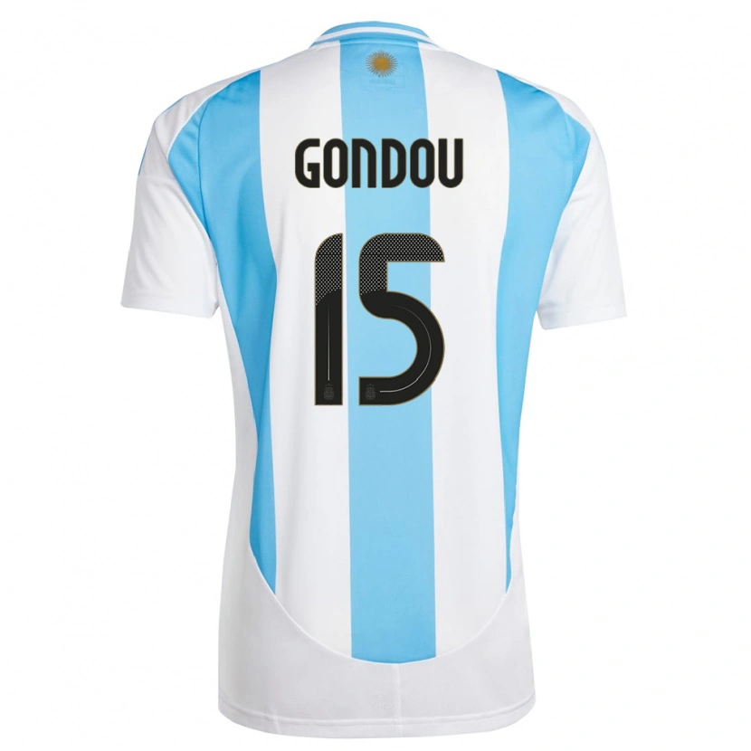 Danxen Børn Argentina Luciano Gondou #15 Hvid Blå Hjemmebane Spillertrøjer 24-26 Trøje T-Shirt