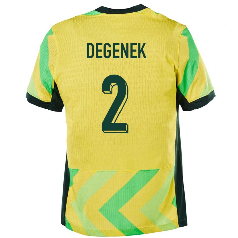 Danxen Børn Australien Milos Degenek #2 Gylden Hjemmebane Spillertrøjer 24-26 Trøje T-Shirt