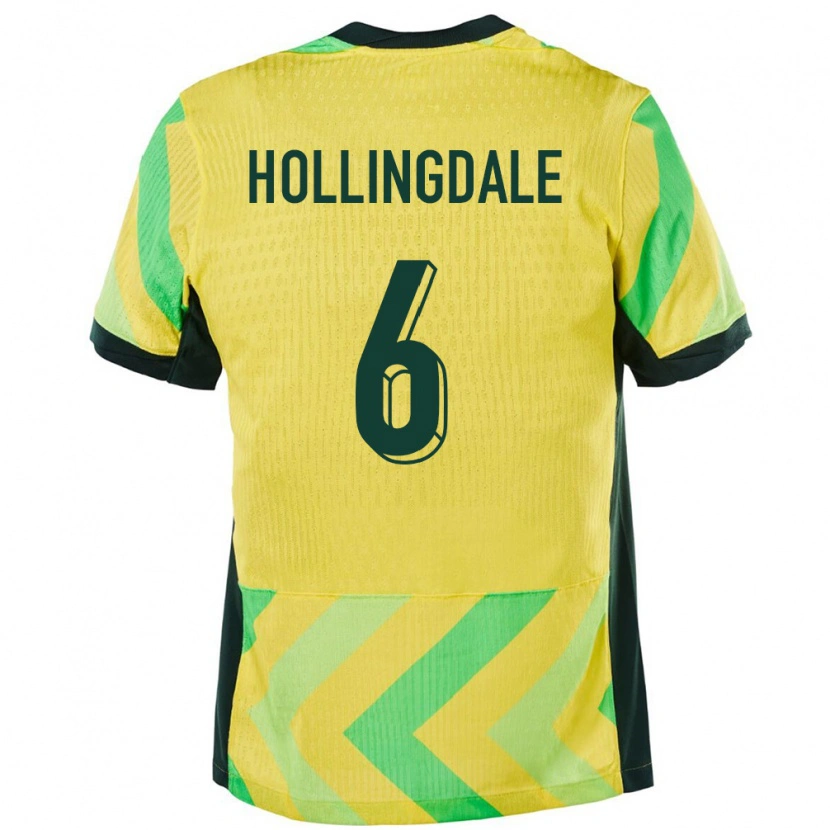 Danxen Børn Australien Ryley Hollingdale #6 Gylden Hjemmebane Spillertrøjer 24-26 Trøje T-Shirt