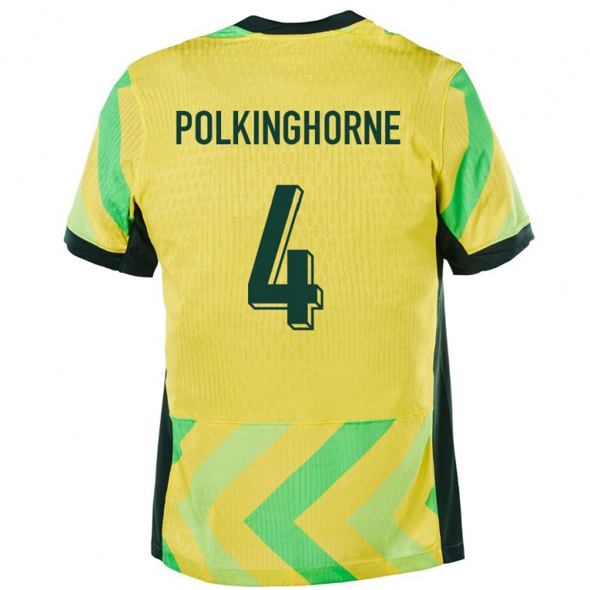 Danxen Børn Australien Clare Polkinghorne #4 Gylden Hjemmebane Spillertrøjer 24-26 Trøje T-Shirt