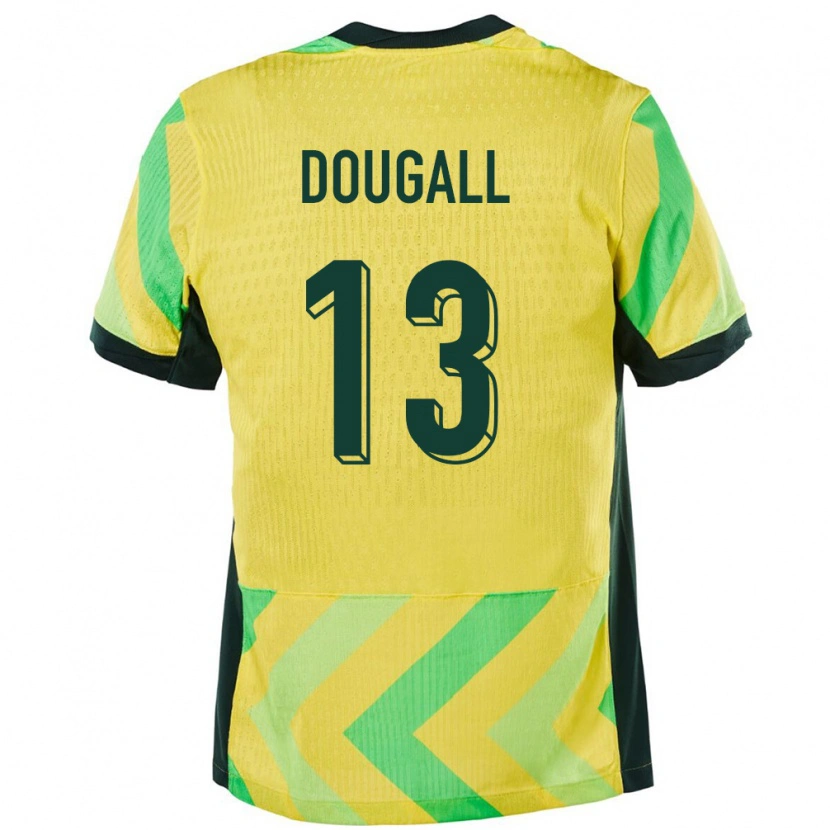 Danxen Børn Australien Kenny Dougall #13 Gylden Hjemmebane Spillertrøjer 24-26 Trøje T-Shirt