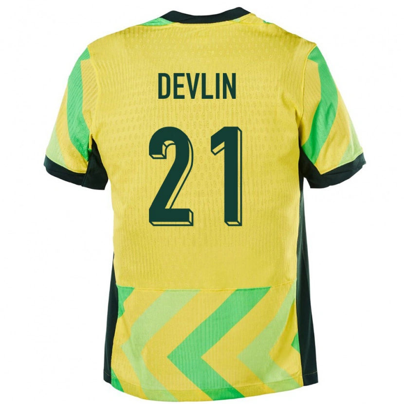 Danxen Børn Australien Cameron Devlin #21 Gylden Hjemmebane Spillertrøjer 24-26 Trøje T-Shirt