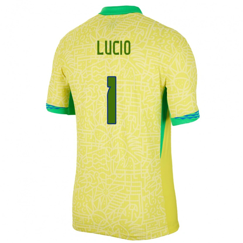 Danxen Børn Brasilien João Lucio #1 Gul Hjemmebane Spillertrøjer 24-26 Trøje T-Shirt