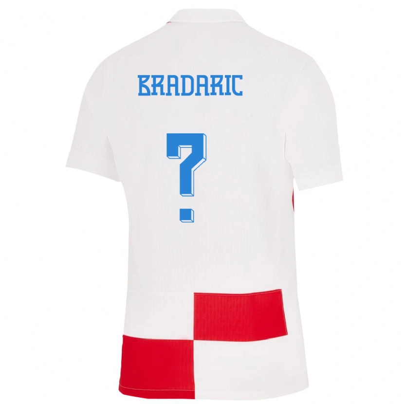 Danxen Børn Kroatien Luka Bradaric #0 Hvid Rød Hjemmebane Spillertrøjer 24-26 Trøje T-Shirt