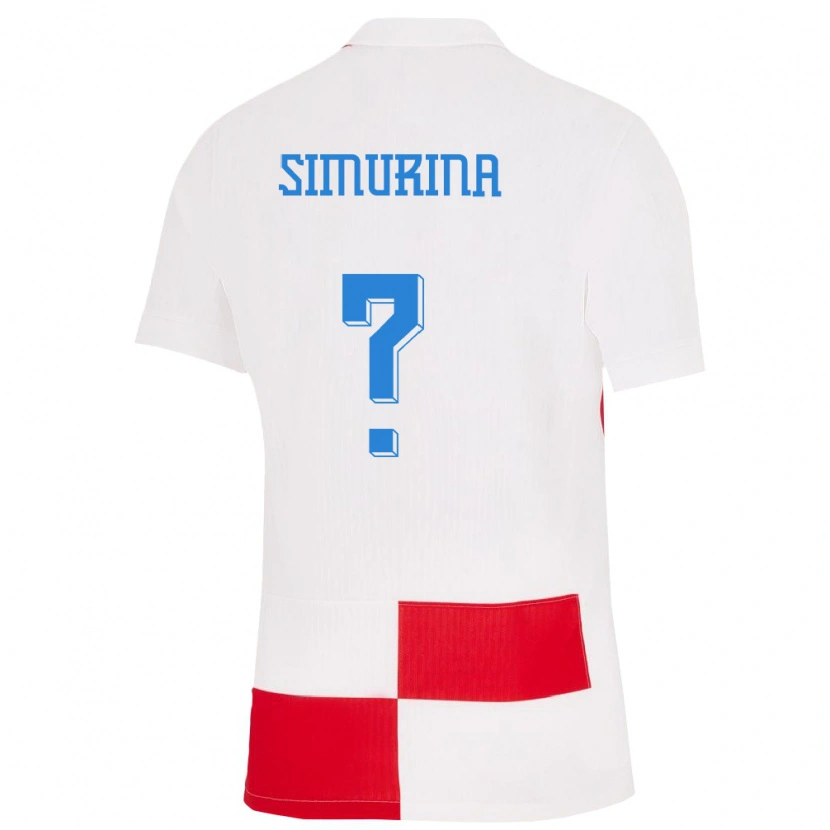 Danxen Børn Kroatien Stipe Simurina #0 Hvid Rød Hjemmebane Spillertrøjer 24-26 Trøje T-Shirt