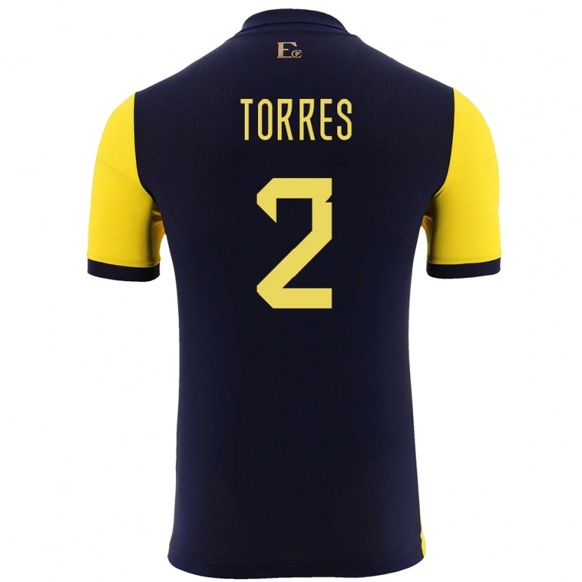 Danxen Børn Ecuador Félix Torres #2 Gul Hjemmebane Spillertrøjer 24-26 Trøje T-Shirt