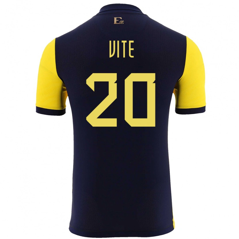 Danxen Børn Ecuador Pedro Vite #20 Gul Hjemmebane Spillertrøjer 24-26 Trøje T-Shirt