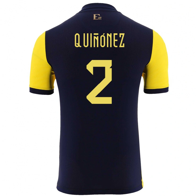 Danxen Børn Ecuador Óscar Quiñónez #2 Gul Hjemmebane Spillertrøjer 24-26 Trøje T-Shirt