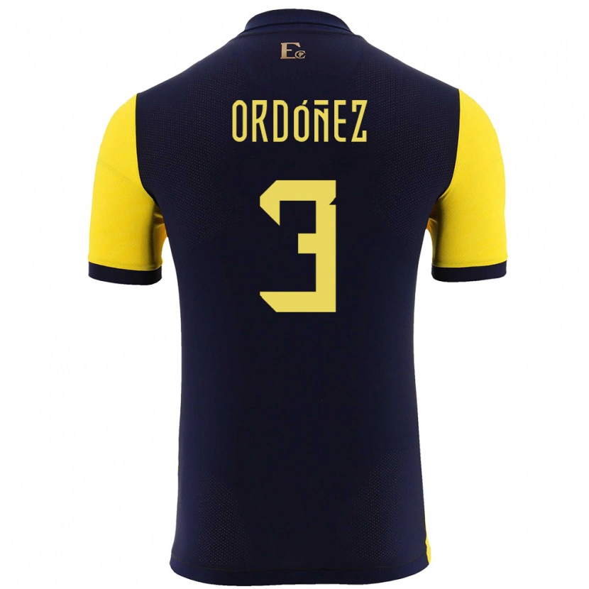 Danxen Børn Ecuador Deinner Ordóñez #3 Gul Hjemmebane Spillertrøjer 24-26 Trøje T-Shirt