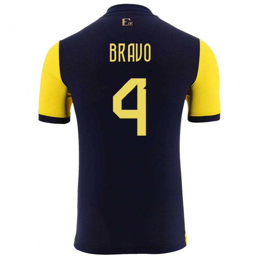 Danxen Børn Ecuador Jhon Bravo #4 Gul Hjemmebane Spillertrøjer 24-26 Trøje T-Shirt