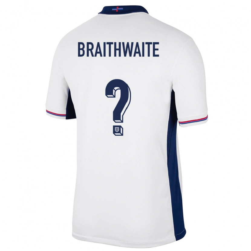 Danxen Børn England Kaden Braithwaite #0 Hvid Hjemmebane Spillertrøjer 24-26 Trøje T-Shirt