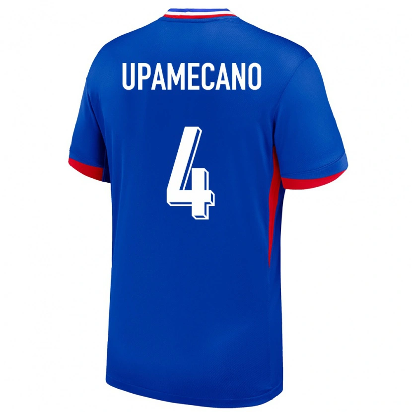 Danxen Børn Frankrig Dayot Upamecano #4 Blå Hjemmebane Spillertrøjer 24-26 Trøje T-Shirt