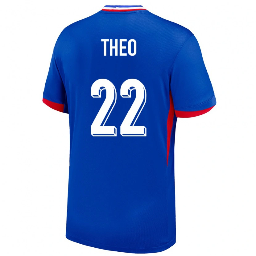 Danxen Børn Frankrig Theo Hernández #22 Blå Hjemmebane Spillertrøjer 24-26 Trøje T-Shirt