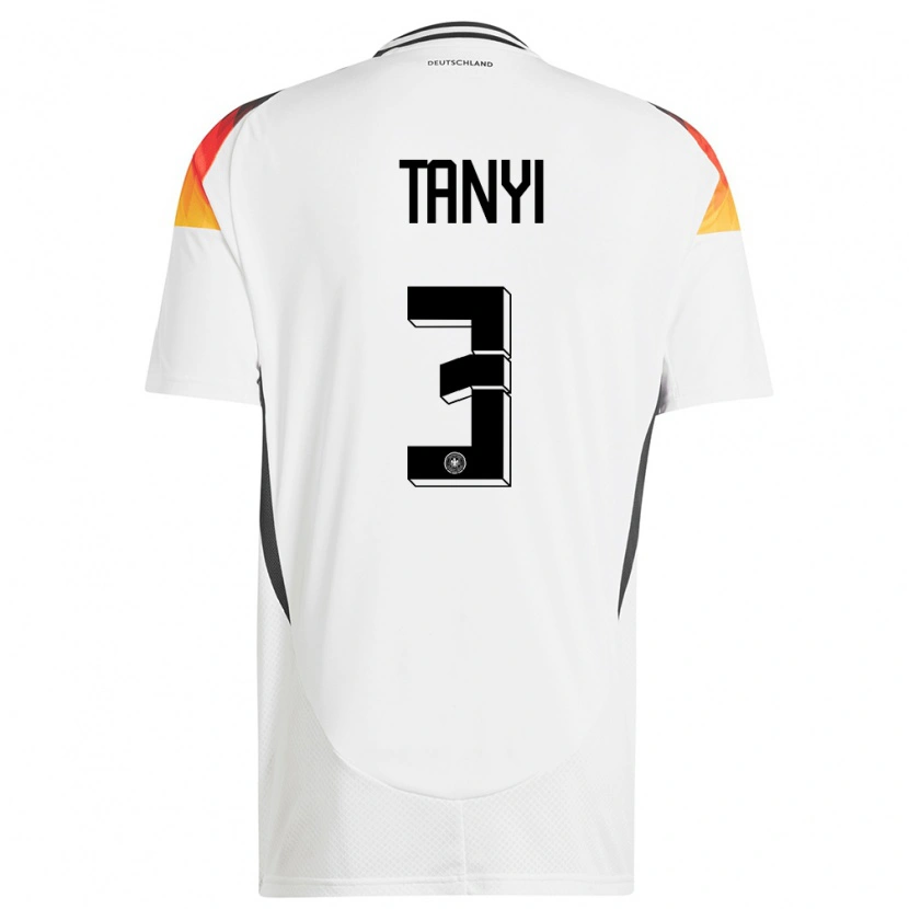 Danxen Børn Tyskland Paul Tanyi #3 Hvid Hjemmebane Spillertrøjer 24-26 Trøje T-Shirt