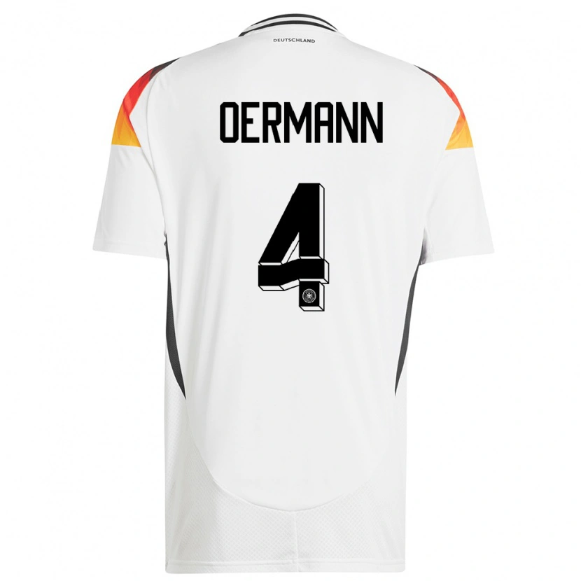 Danxen Børn Tyskland Tim Oermann #4 Hvid Hjemmebane Spillertrøjer 24-26 Trøje T-Shirt