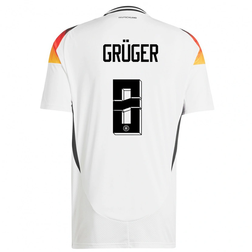 Danxen Børn Tyskland Max Grüger #8 Hvid Hjemmebane Spillertrøjer 24-26 Trøje T-Shirt