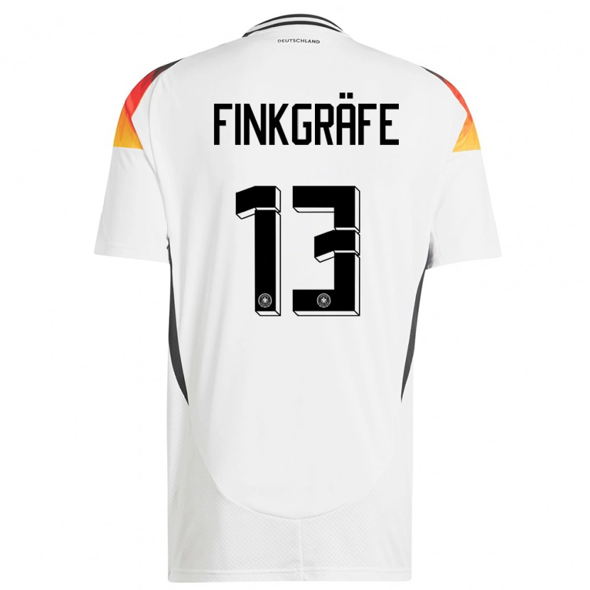 Danxen Børn Tyskland Max Finkgräfe #13 Hvid Hjemmebane Spillertrøjer 24-26 Trøje T-Shirt