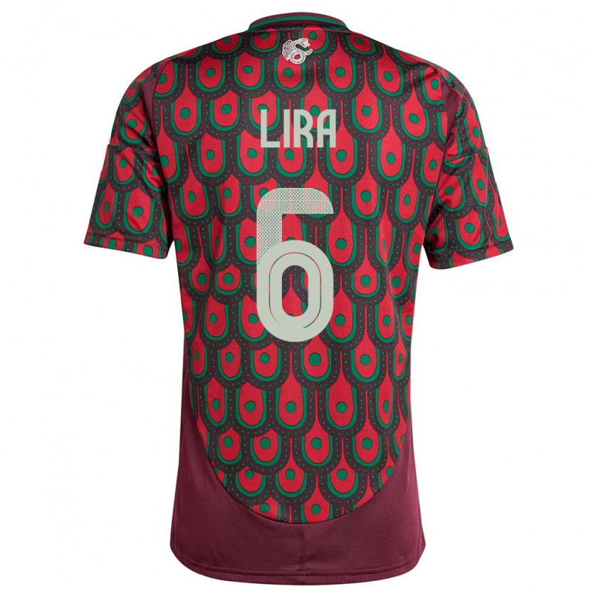 Danxen Børn Mexico Érik Lira #6 Rødbrun Hjemmebane Spillertrøjer 24-26 Trøje T-Shirt