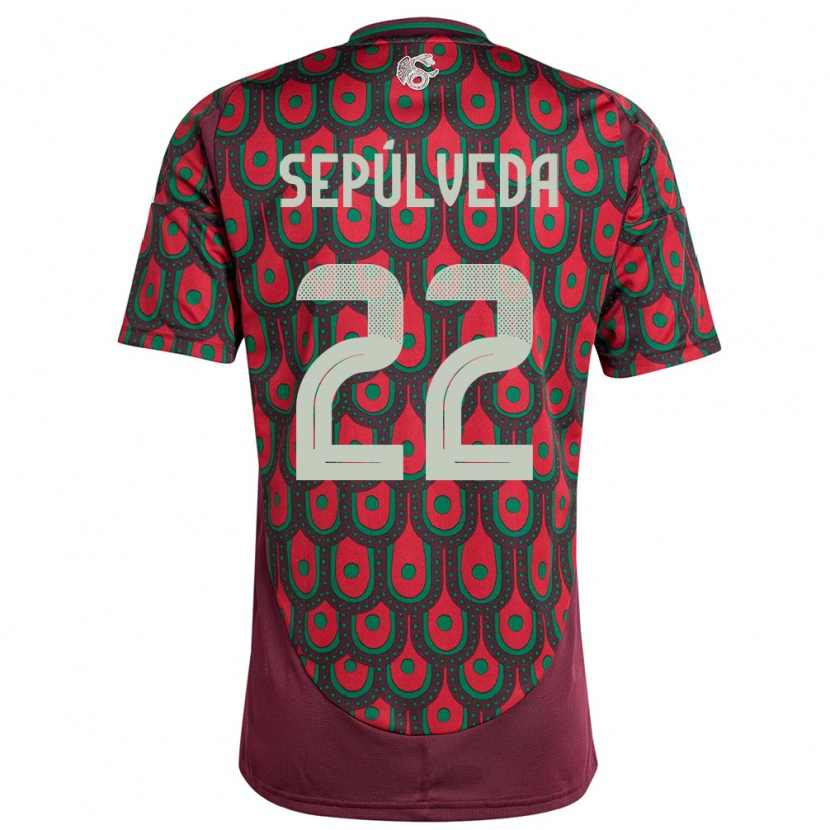 Danxen Børn Mexico Ángel Sepúlveda #22 Rødbrun Hjemmebane Spillertrøjer 24-26 Trøje T-Shirt