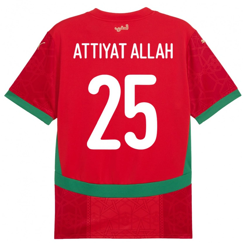 Danxen Børn Marokko Yahia Attiyat Allah #25 Rød Hjemmebane Spillertrøjer 24-26 Trøje T-Shirt