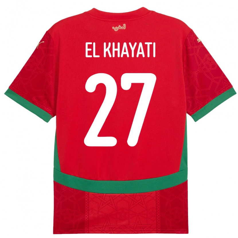 Danxen Børn Marokko Ayoub El Khayati #27 Rød Hjemmebane Spillertrøjer 24-26 Trøje T-Shirt