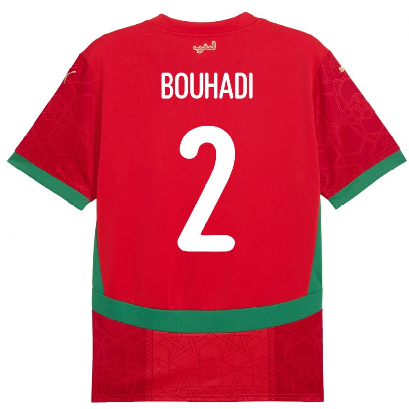 Danxen Børn Marokko Hamza Bouhadi #2 Rød Hjemmebane Spillertrøjer 24-26 Trøje T-Shirt