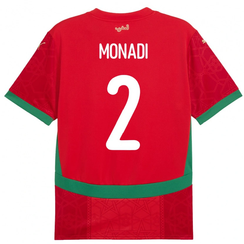 Danxen Børn Marokko Soulaiman Monadi #2 Rød Hjemmebane Spillertrøjer 24-26 Trøje T-Shirt
