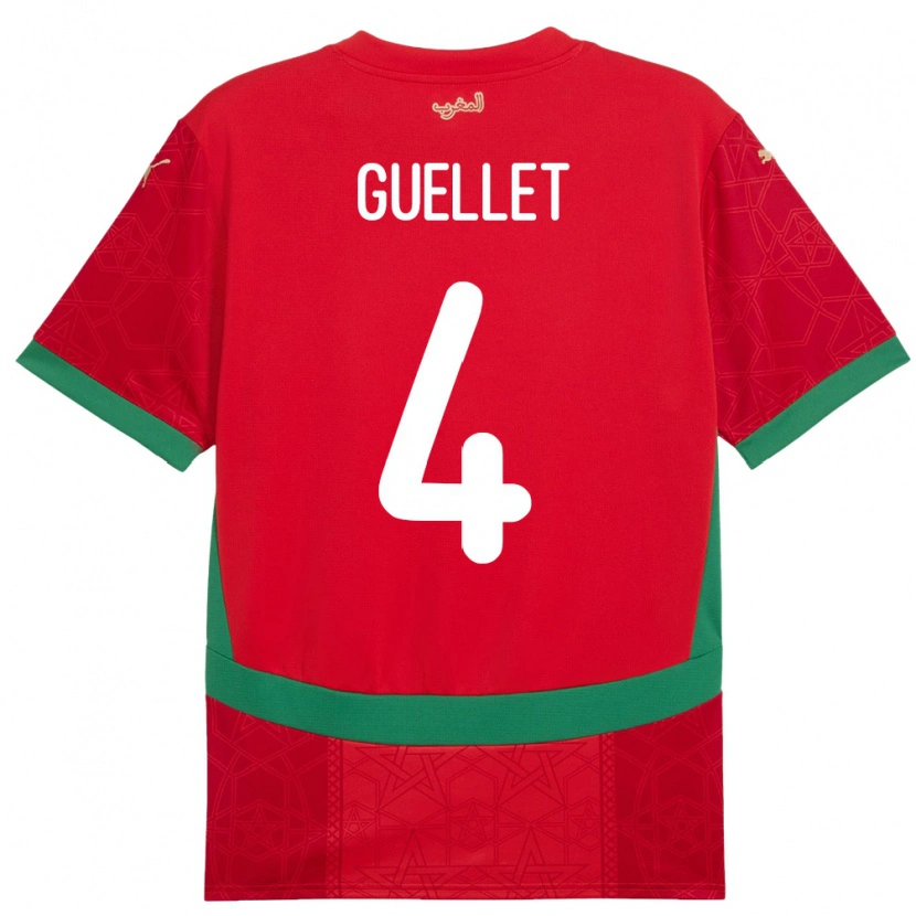 Danxen Børn Marokko Shadi Guellet #4 Rød Hjemmebane Spillertrøjer 24-26 Trøje T-Shirt