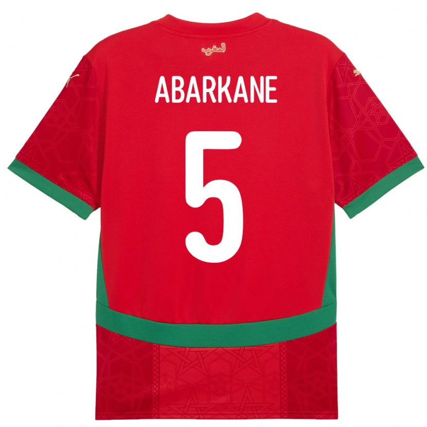 Danxen Børn Marokko Ahmed Abarkane #5 Rød Hjemmebane Spillertrøjer 24-26 Trøje T-Shirt