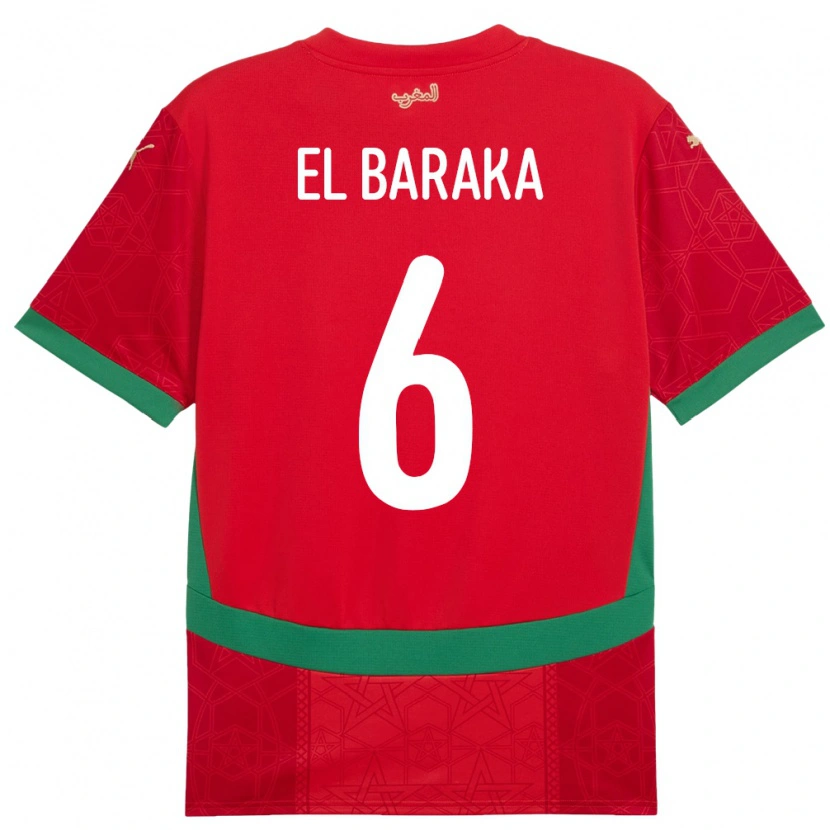 Danxen Børn Marokko Jibril El Baraka #6 Rød Hjemmebane Spillertrøjer 24-26 Trøje T-Shirt