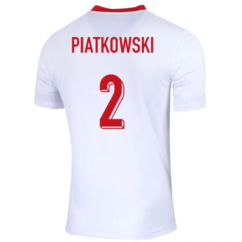 Danxen Børn Polen Kamil Piatkowski #2 Hvid Hjemmebane Spillertrøjer 24-26 Trøje T-Shirt