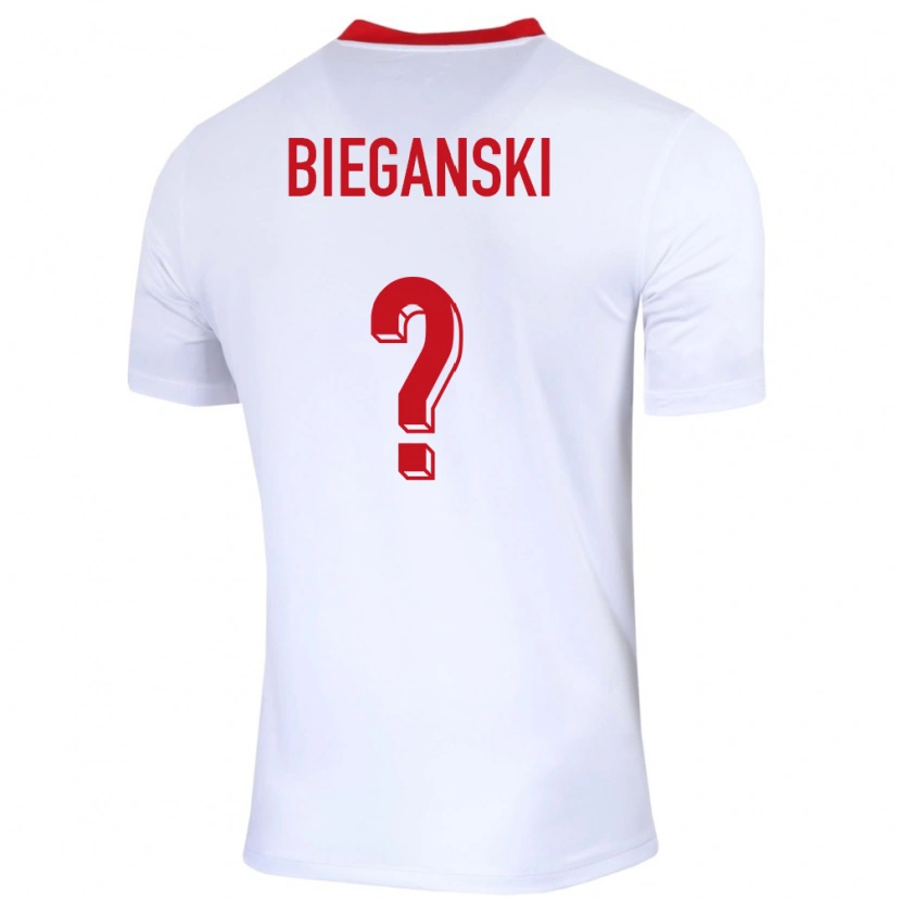Danxen Børn Polen Jan Bieganski #0 Hvid Hjemmebane Spillertrøjer 24-26 Trøje T-Shirt