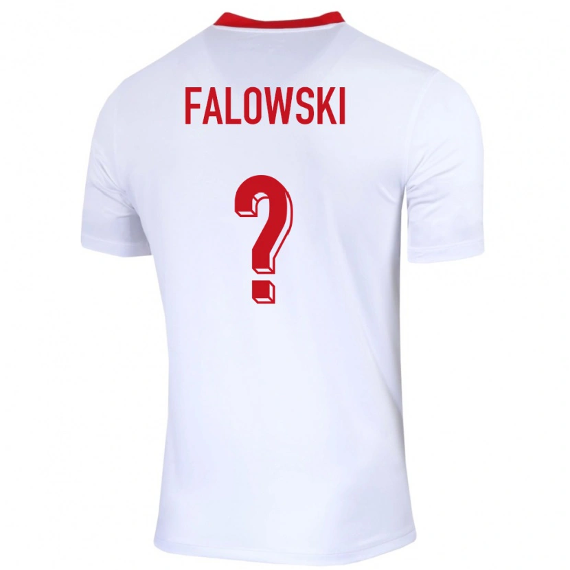 Danxen Børn Polen Krzysztof Falowski #0 Hvid Hjemmebane Spillertrøjer 24-26 Trøje T-Shirt