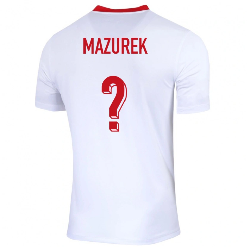 Danxen Børn Polen Bartosz Mazurek #0 Hvid Hjemmebane Spillertrøjer 24-26 Trøje T-Shirt